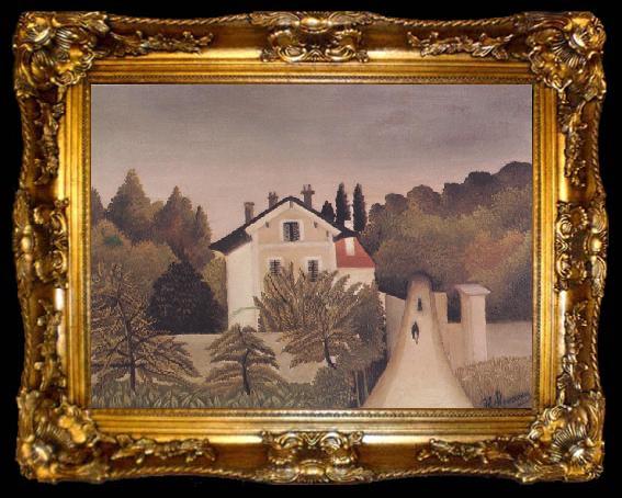 framed  Henri Rousseau Landscape on the Banks of the Oise, ta009-2